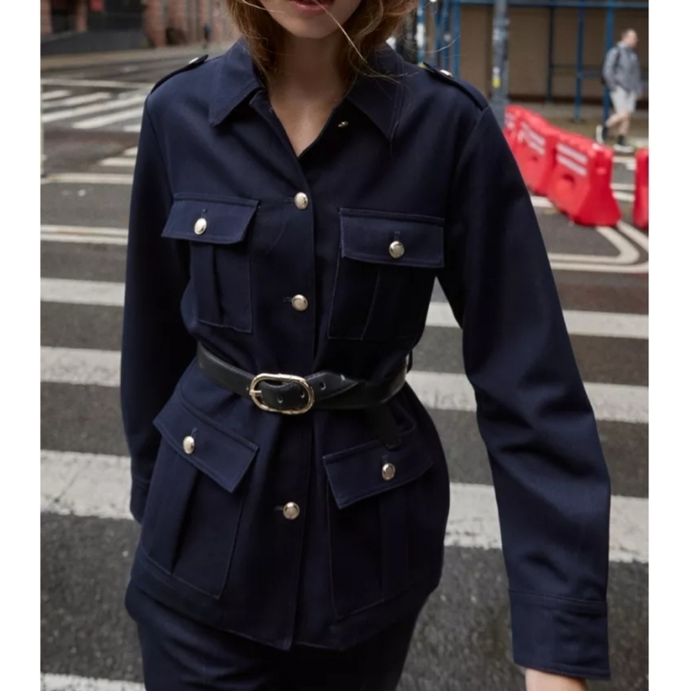 ZARA BELTED PATCH POCKET JACKET NWT SIZE LARGE